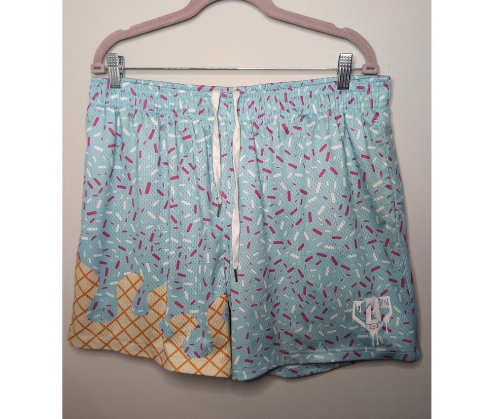 Baseball Lifestyle 101 Ice Cream Blue Mesh Shorts XL BL101